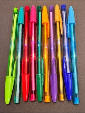 Assorted Multicolor Transparent Ballpoint Pen Set